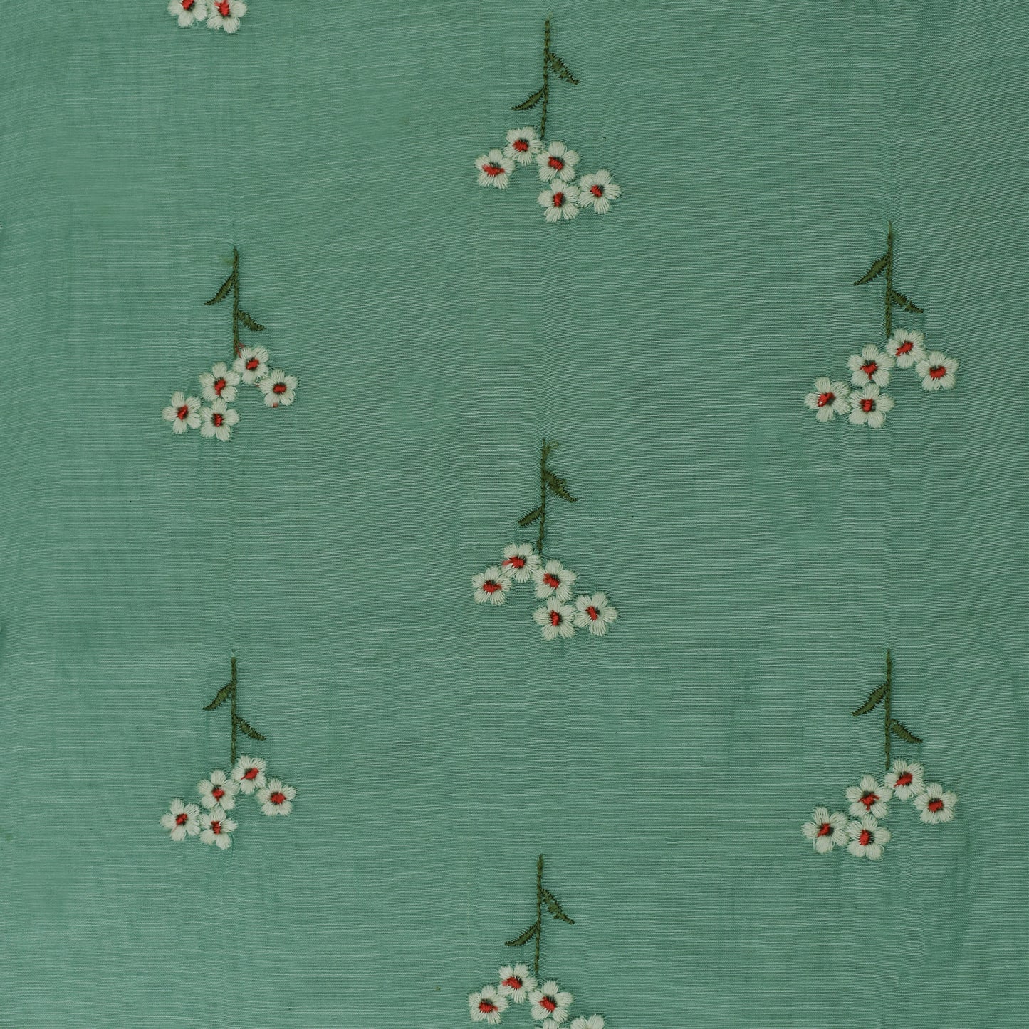 Pine Green Color Chanderi Booti Fabric