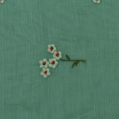 Pine Green Color Chanderi Booti Fabric