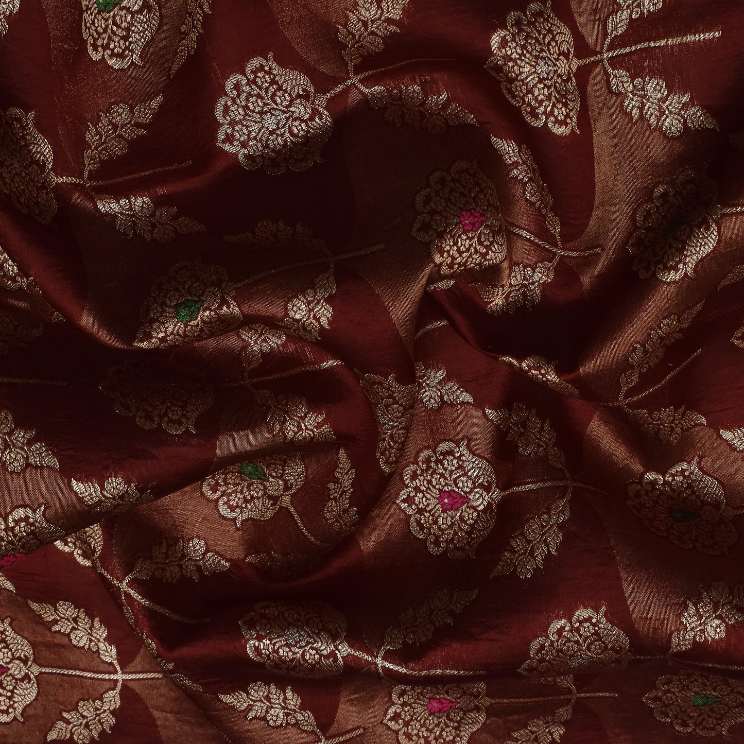 Brown Color Katan Meena Brocade Fabric