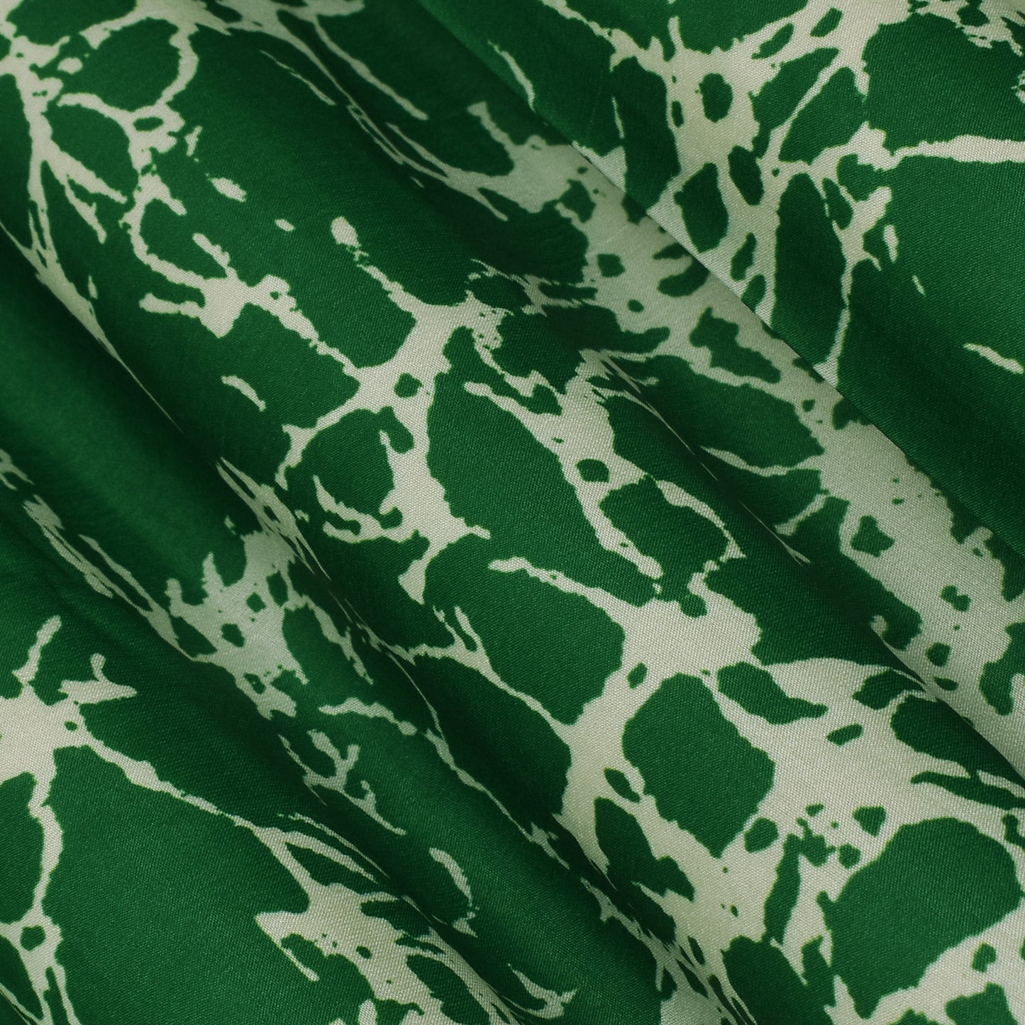 Green Color Slub Tussar Print Fabric