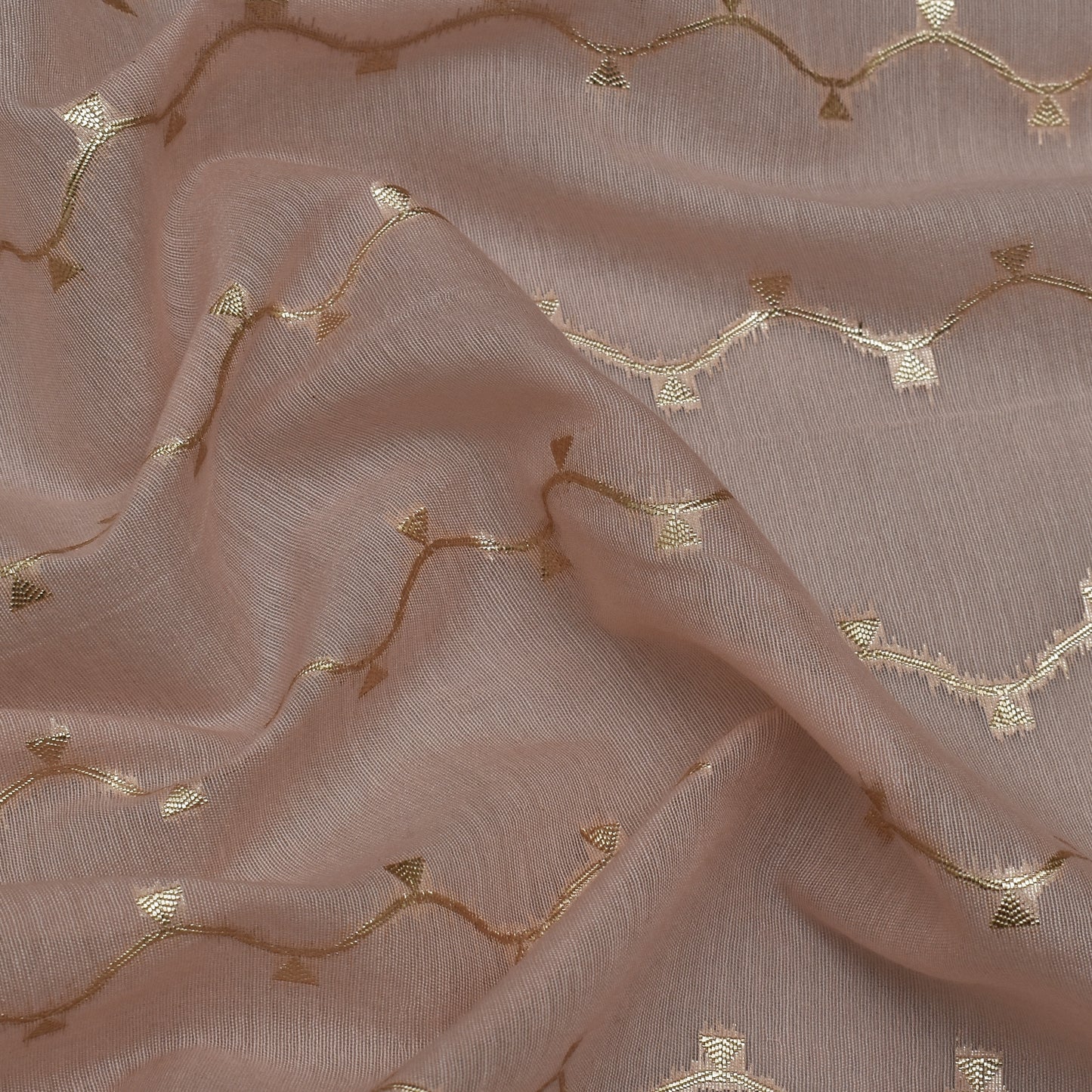 Pale Pink Color Chanderi Stripe Fabric