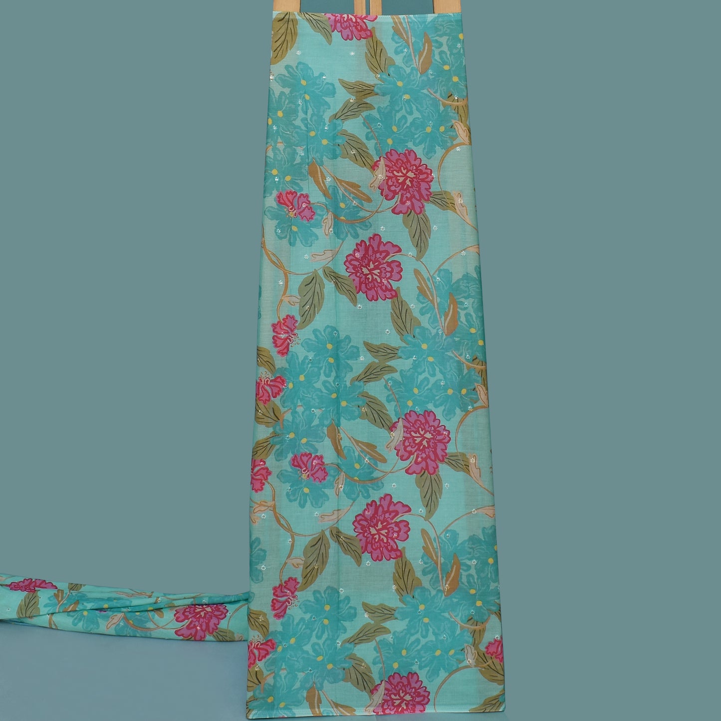 Multi Color Mulmul Print Booti Fabric