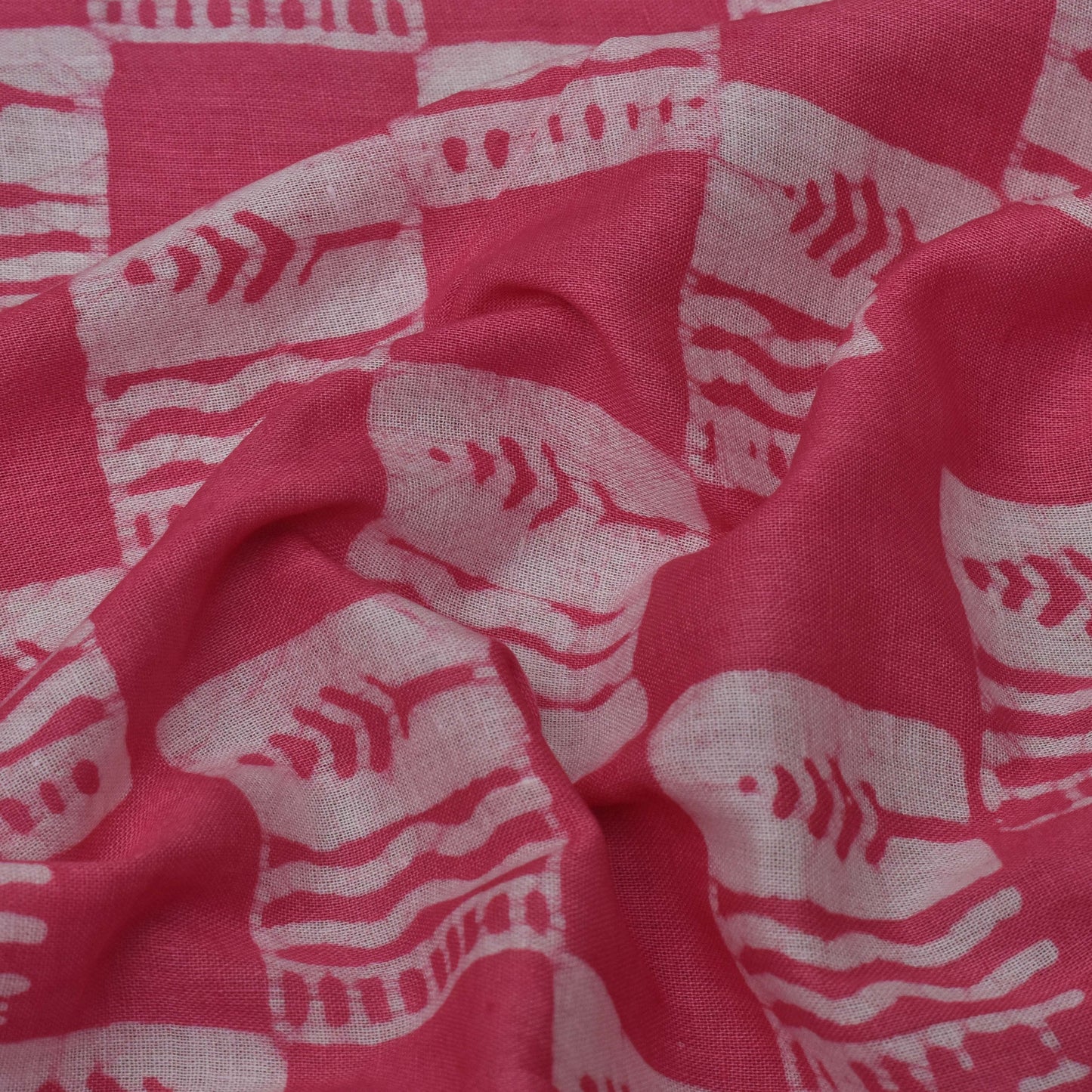 Pink Color Cotton Batik Print Fabric