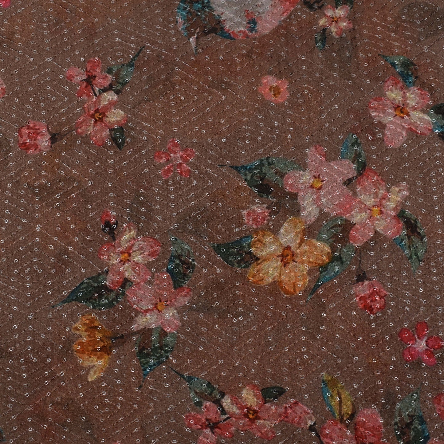 Colored Chinon Chiffon Print Embroidery Fabric