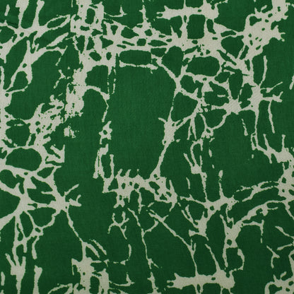 Green Color Slub Tussar Print Fabric