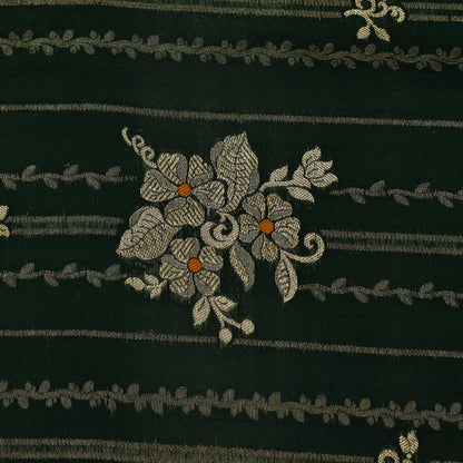 Bottle Green Color Katan Meena Brocade Fabric
