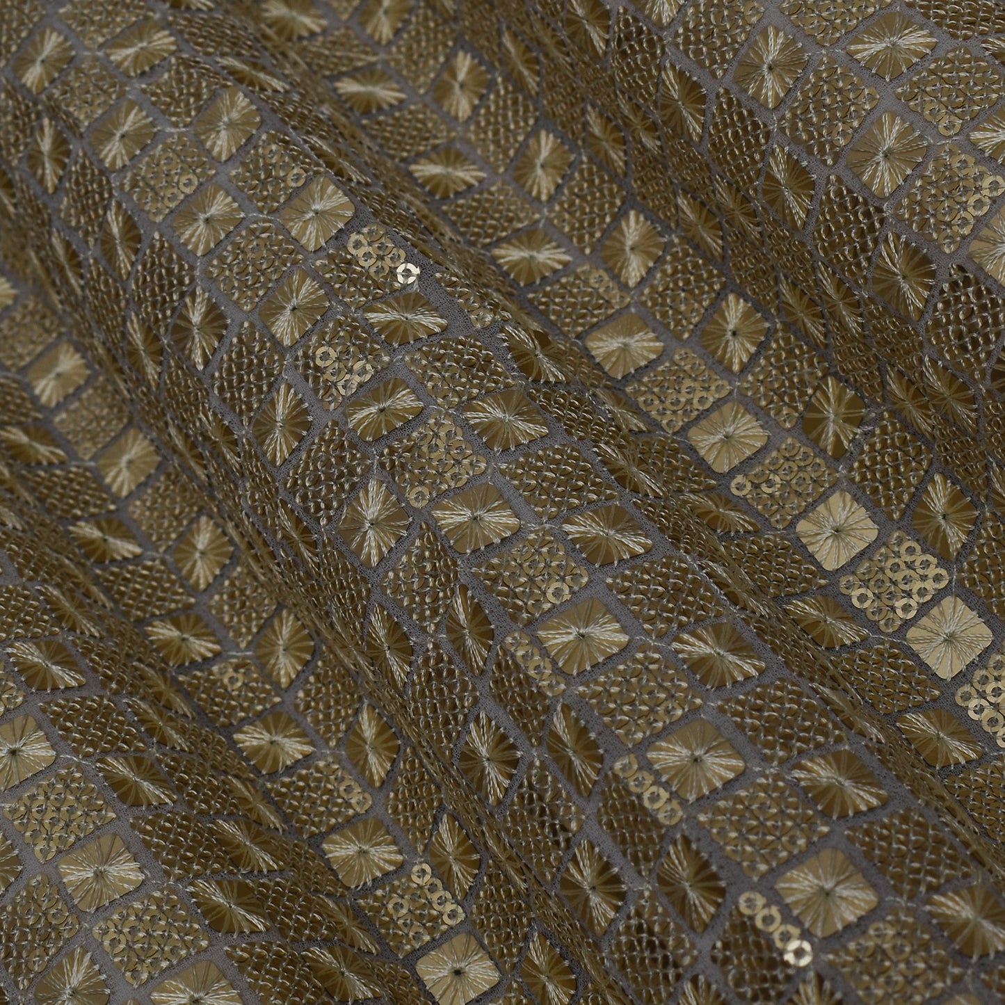 Cream Color Georgette Embroidery Fabric