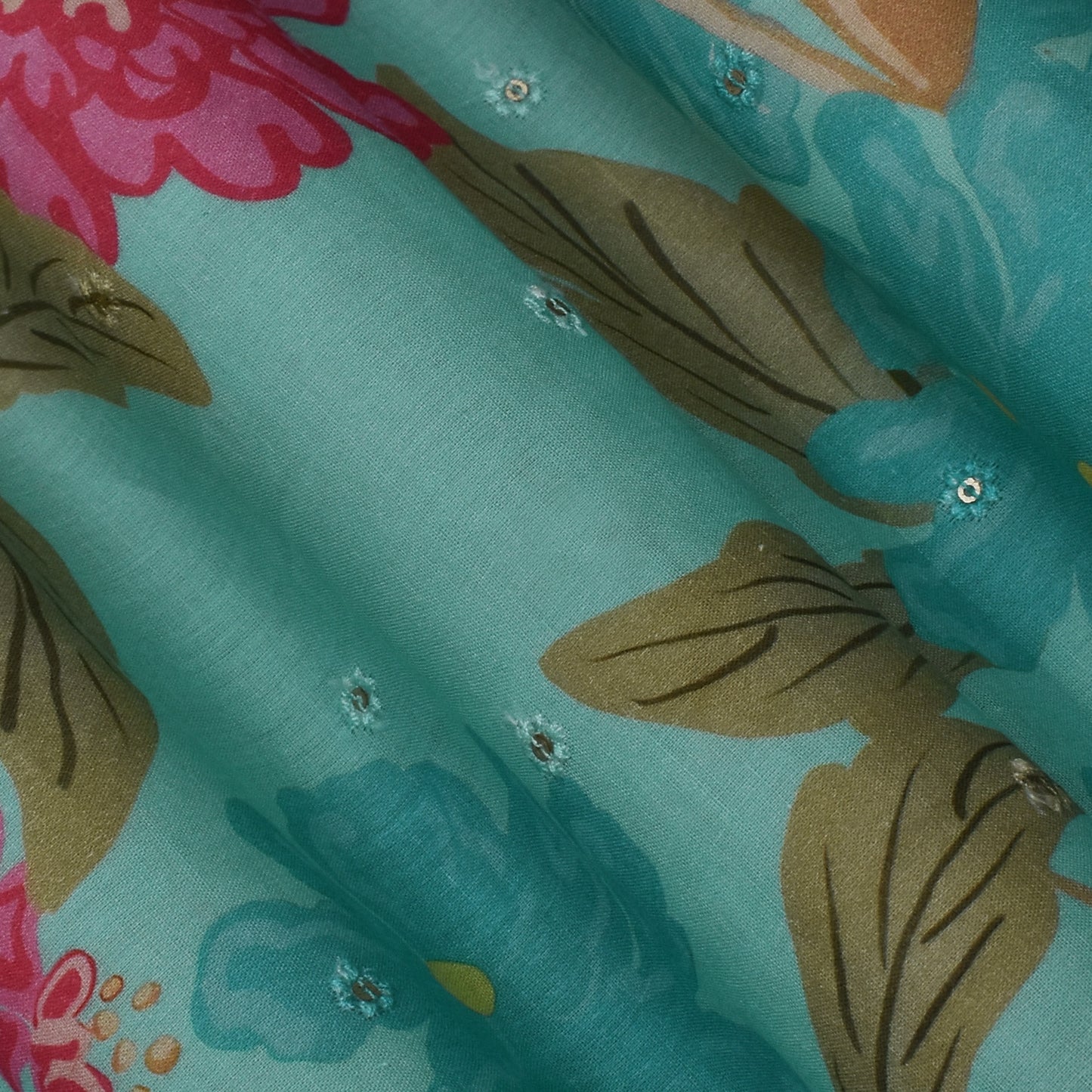 Multi Color Mulmul Print Booti Fabric