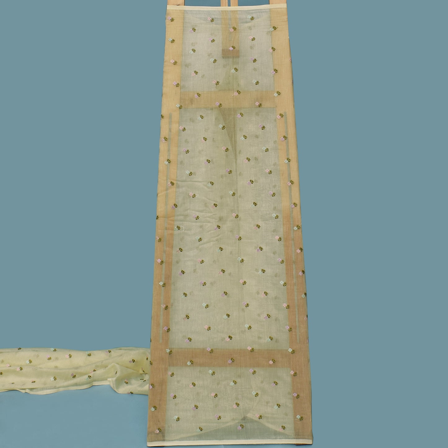 Lemon Color Chanderi Booti Fabric