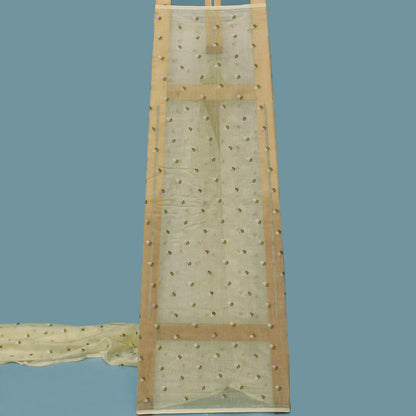 Lemon Color Chanderi Booti Fabric
