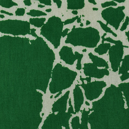 Green Color Slub Tussar Print Fabric