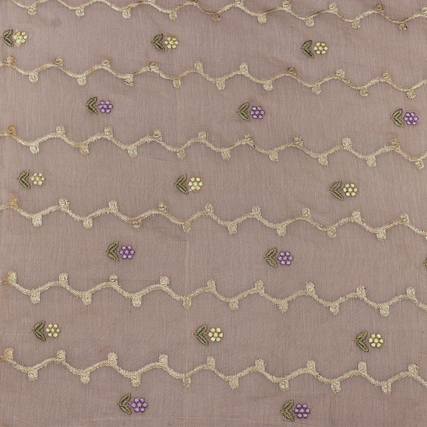 Pale Pink Color Chanderi Embroidery Fabric