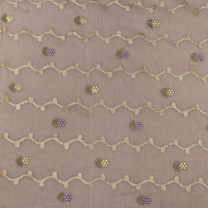 Pale Pink Color Chanderi Embroidery Fabric