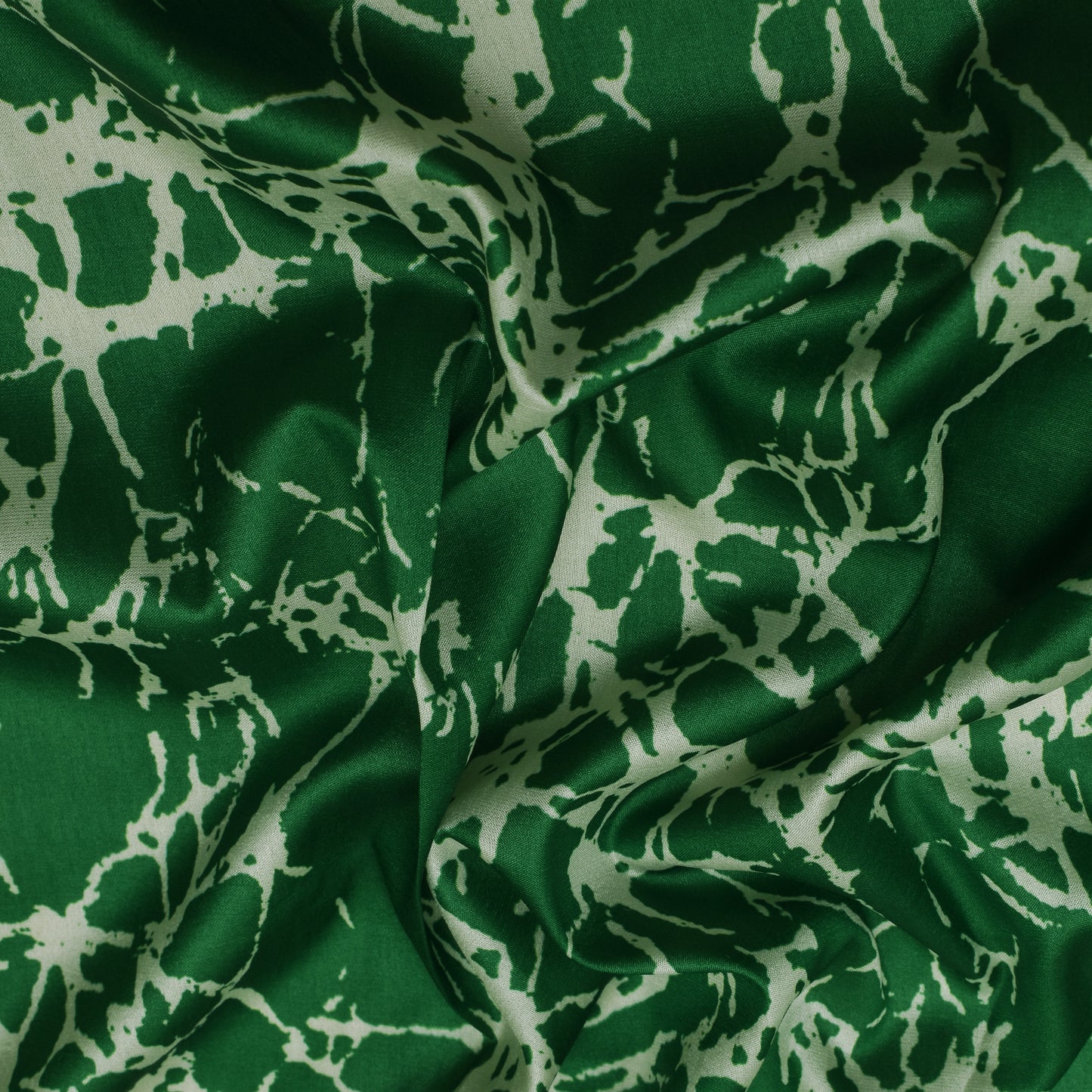 Green Color Slub Tussar Print Fabric