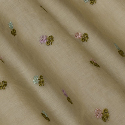 Lemon Color Chanderi Booti Fabric