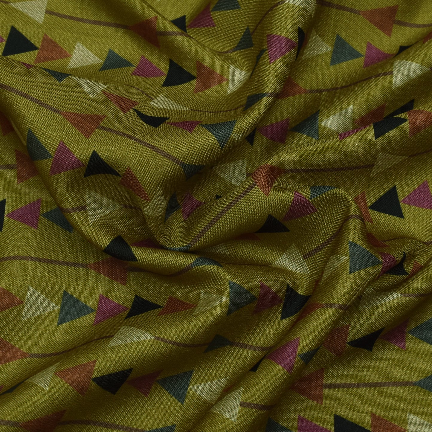 Multi Color Slub Tussar Print Fabric