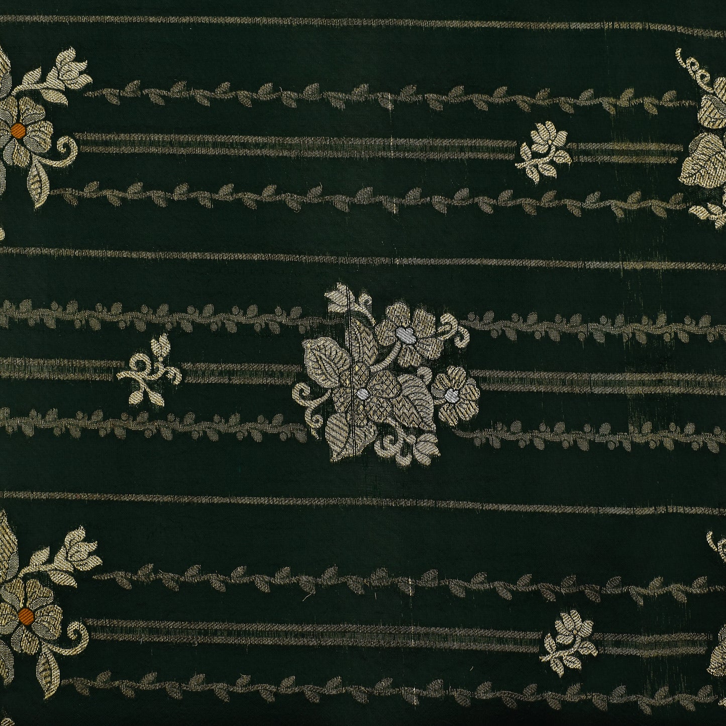 Bottle Green Color Katan Meena Brocade Fabric