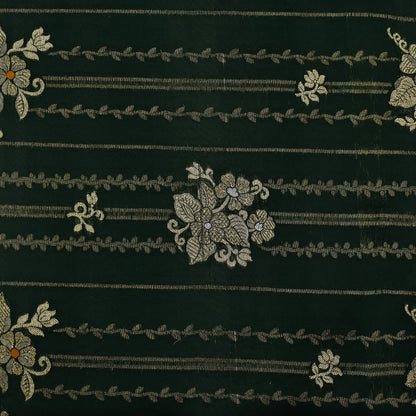 Bottle Green Color Katan Meena Brocade Fabric