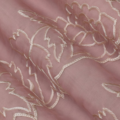 Pink Color Organza Border Embroidery Fabric