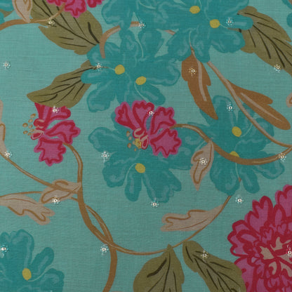 Multi Color Mulmul Print Booti Fabric