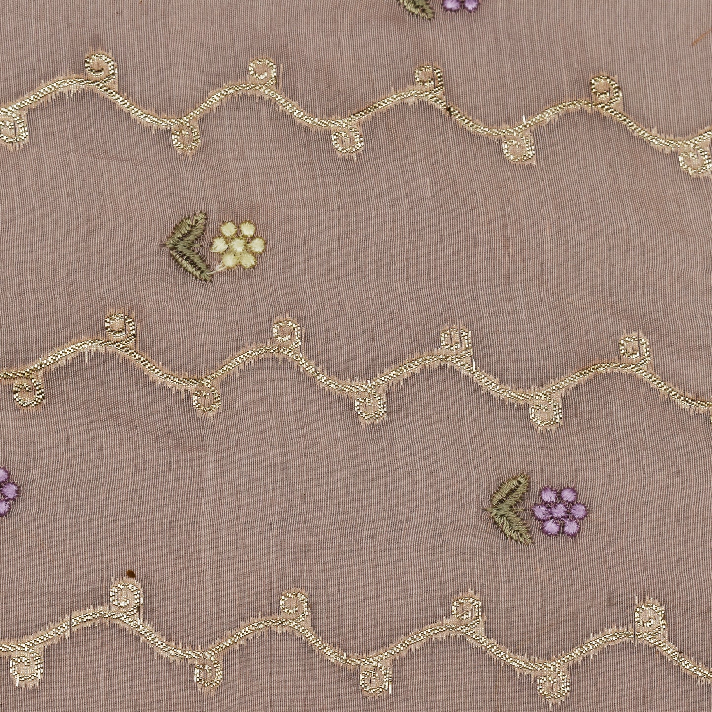 Pale Pink Color Chanderi Embroidery Fabric