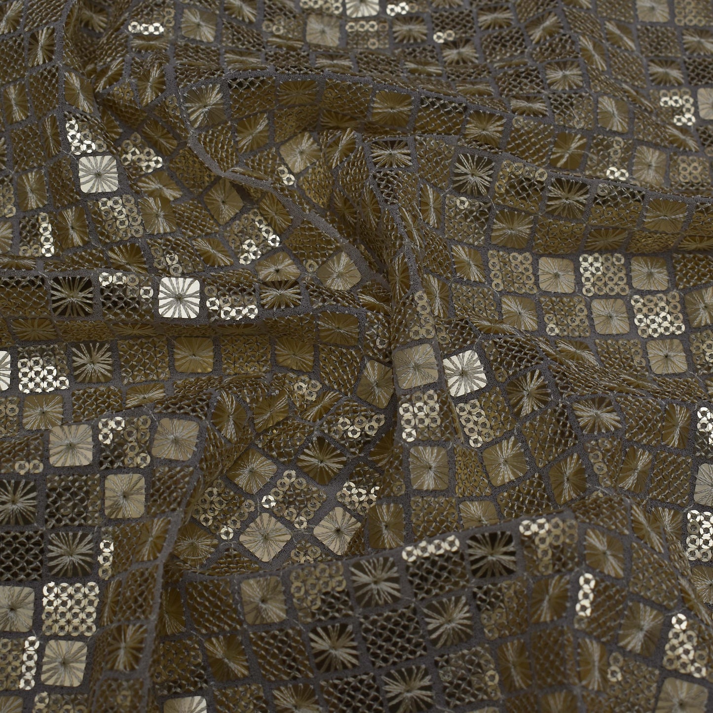 Cream Color Georgette Embroidery Fabric