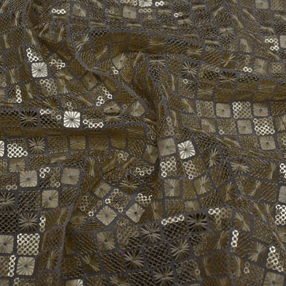 Cream Color Georgette Embroidery Fabric