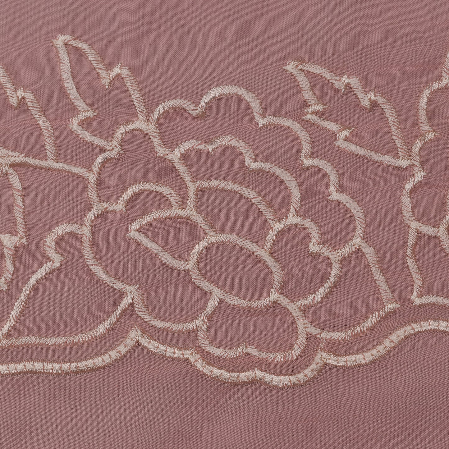 Pink Color Organza Border Embroidery Fabric