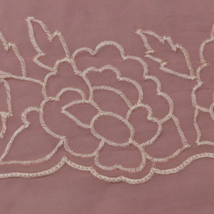 Pink Color Organza Border Embroidery Fabric