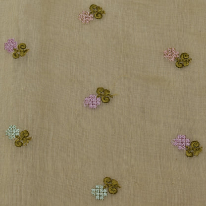 Lemon Color Chanderi Booti Fabric