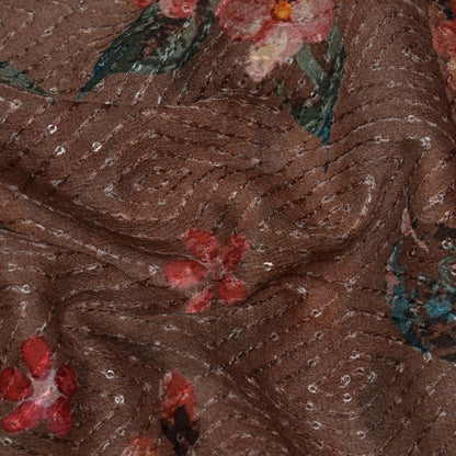 Colored Chinon Chiffon Print Embroidery Fabric