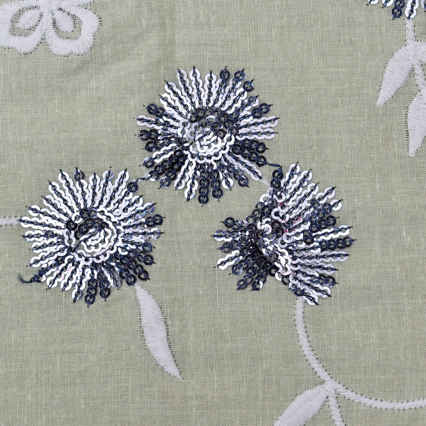 Pista Green Color Cotton Embroidery Fabric