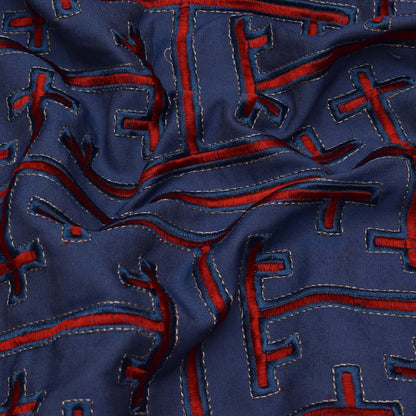 Blue Color Denim Embroidery Fabric