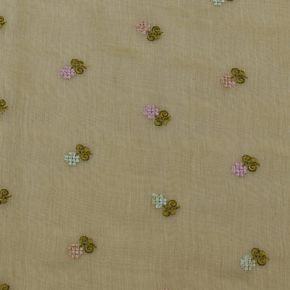 Lemon Color Chanderi Booti Fabric
