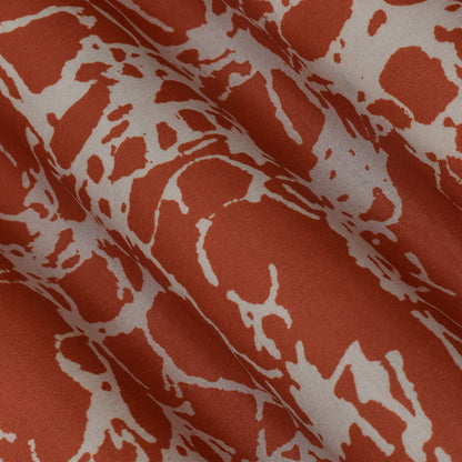 Rust Color Slub Tussar Print Fabric