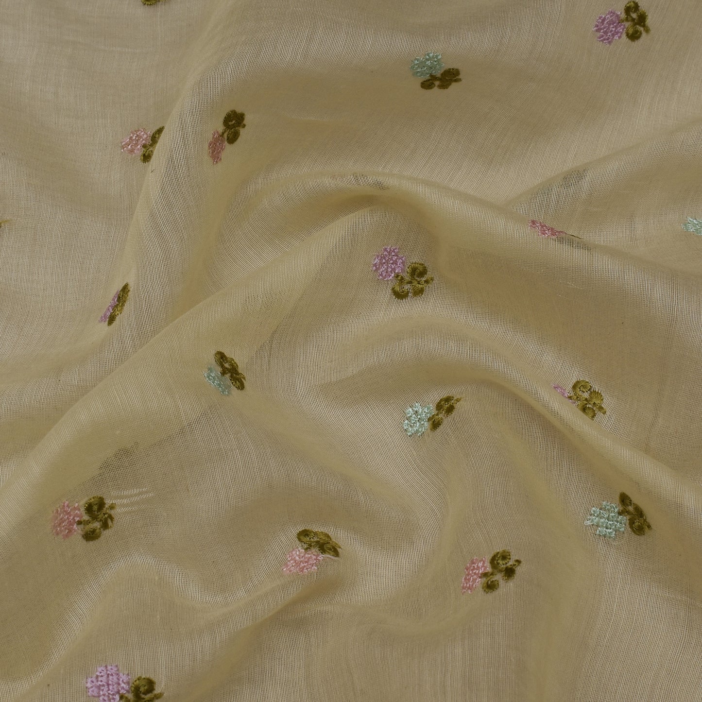 Lemon Color Chanderi Booti Fabric