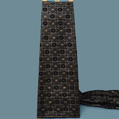 Black Color Katan Meena Brocade Fabric