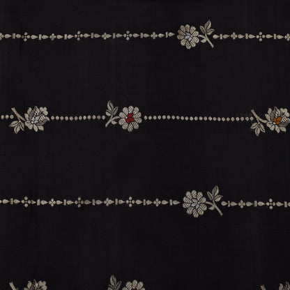 Black Color Katan Meena Brocade Fabric