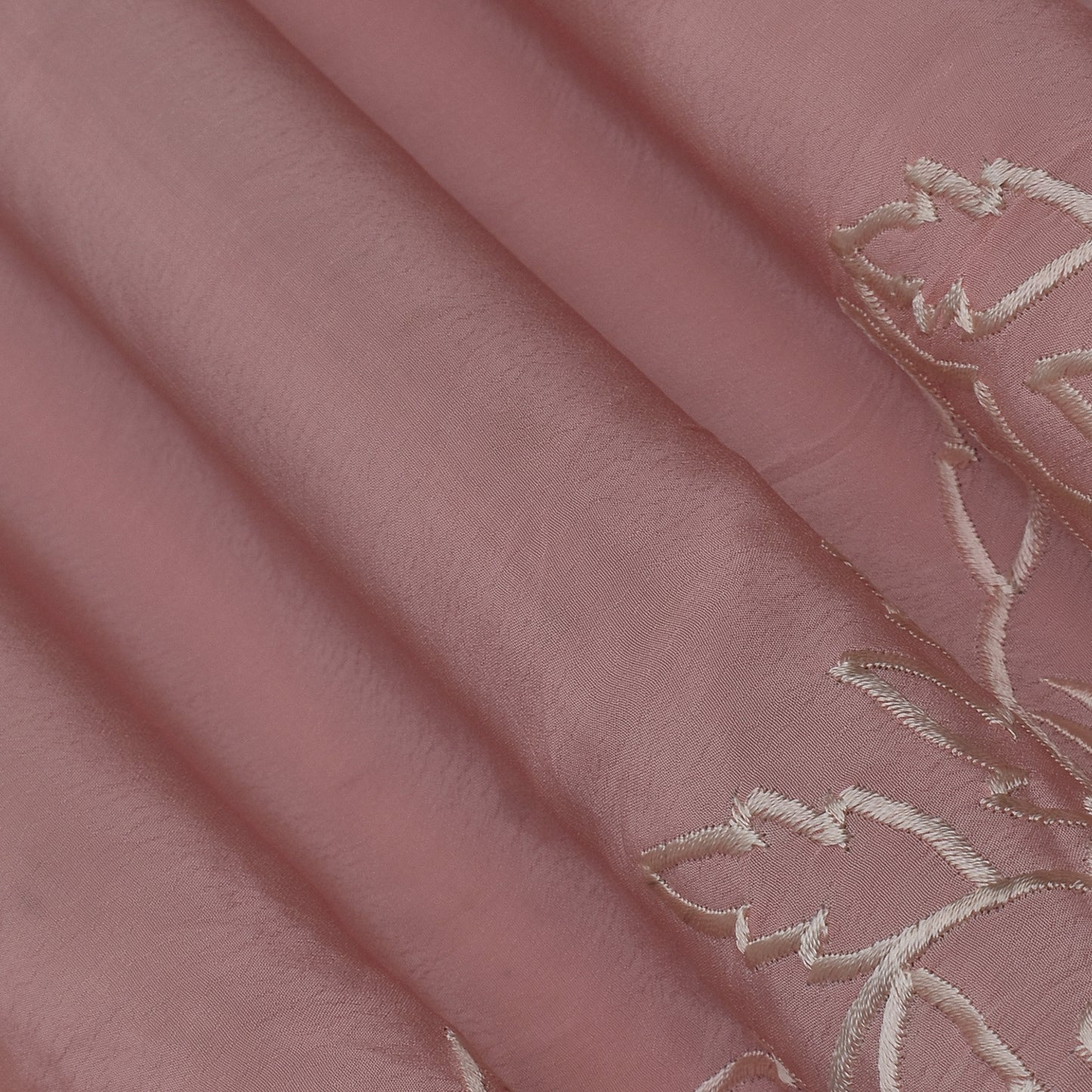 Pink Color Crepe Border Embroidery Fabric