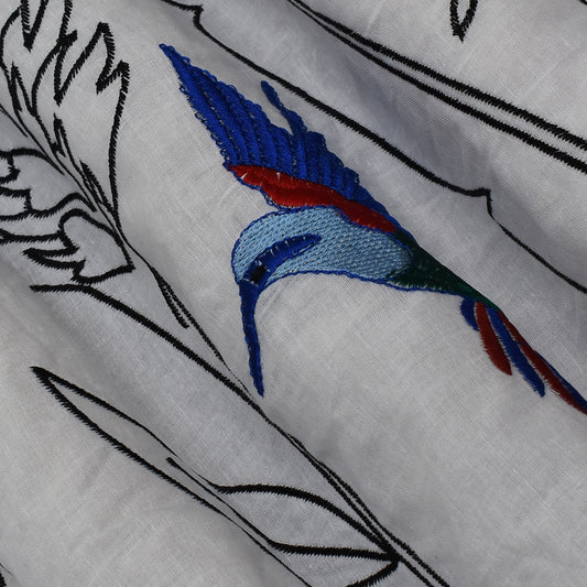 White Color Cotton Embroidery Fabric