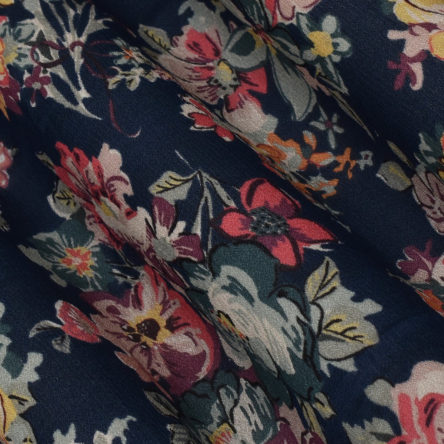 Multicolor Chinon Floral Print Fabric