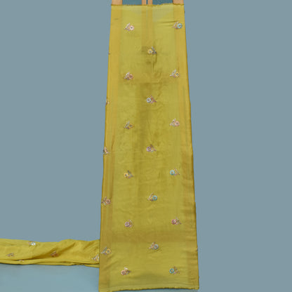 Mustard Color Tissue Booti Fabric