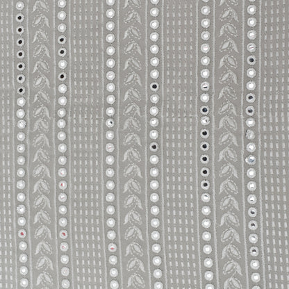 White Color Georgette Embroidery Fabric