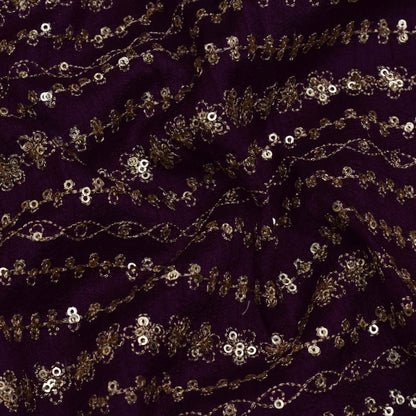 Purple Color Nokia Silk Embroidery Fabric