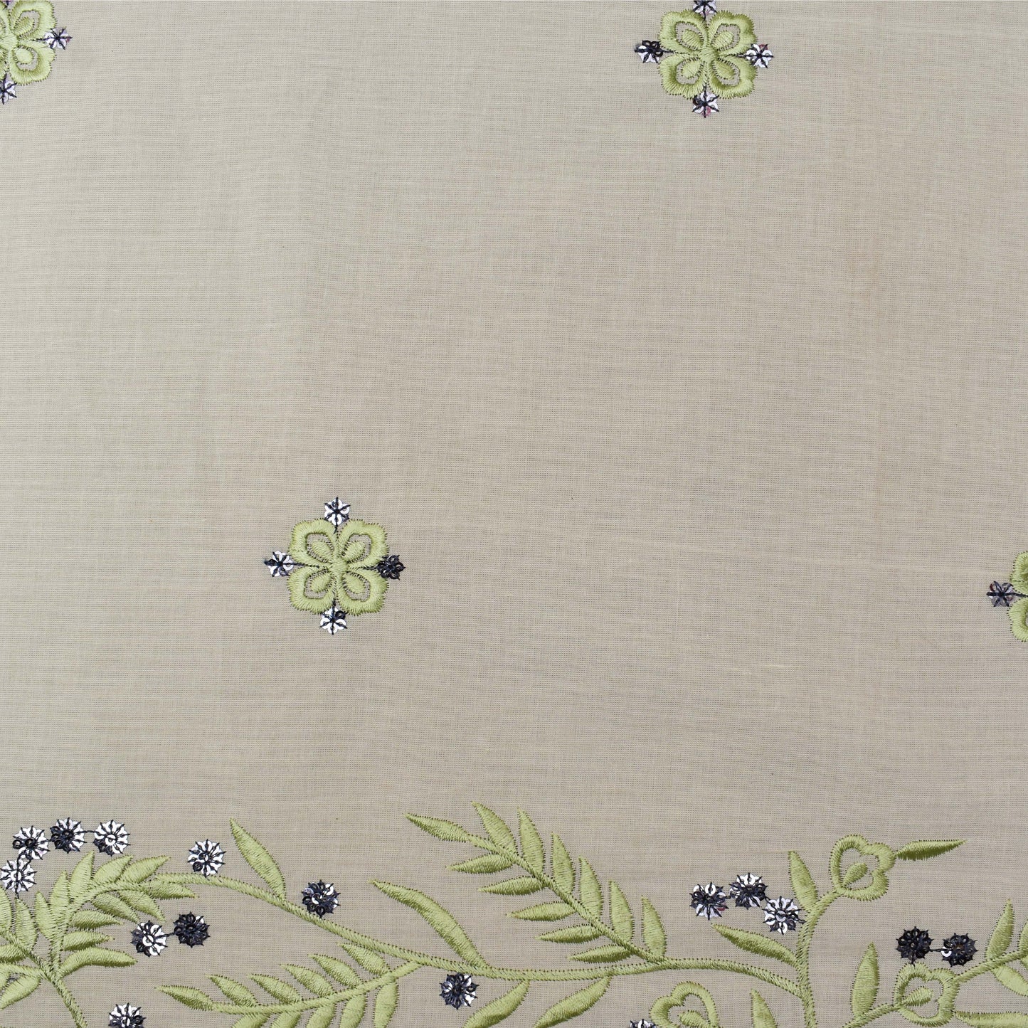 Off White Color Kora Cotton Booti Fabric