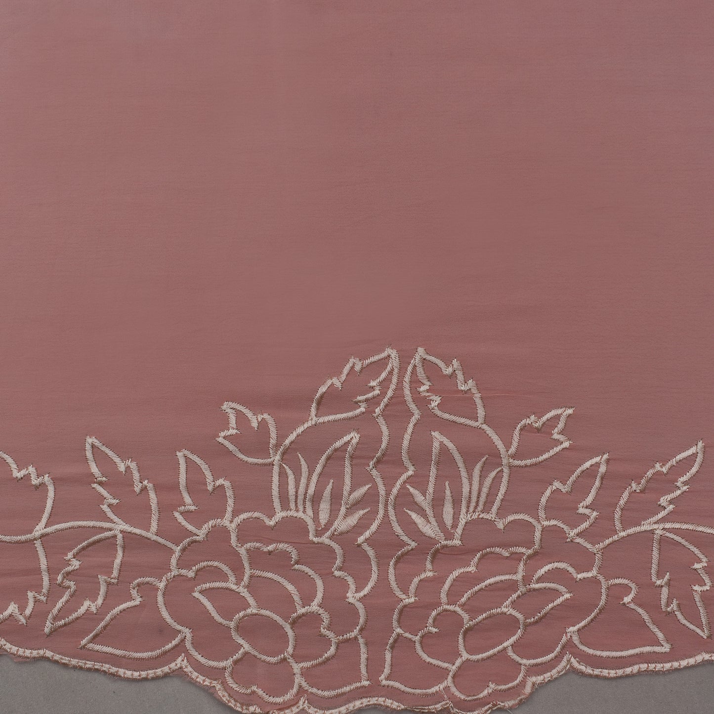 Pink Color Crepe Border Embroidery Fabric