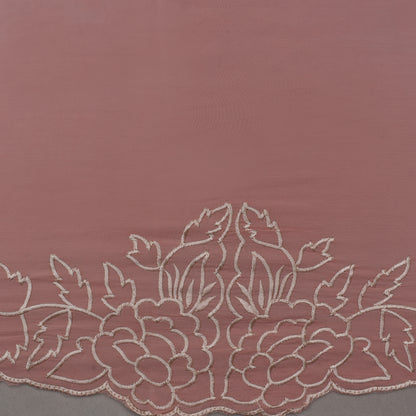 Pink Color Crepe Border Embroidery Fabric