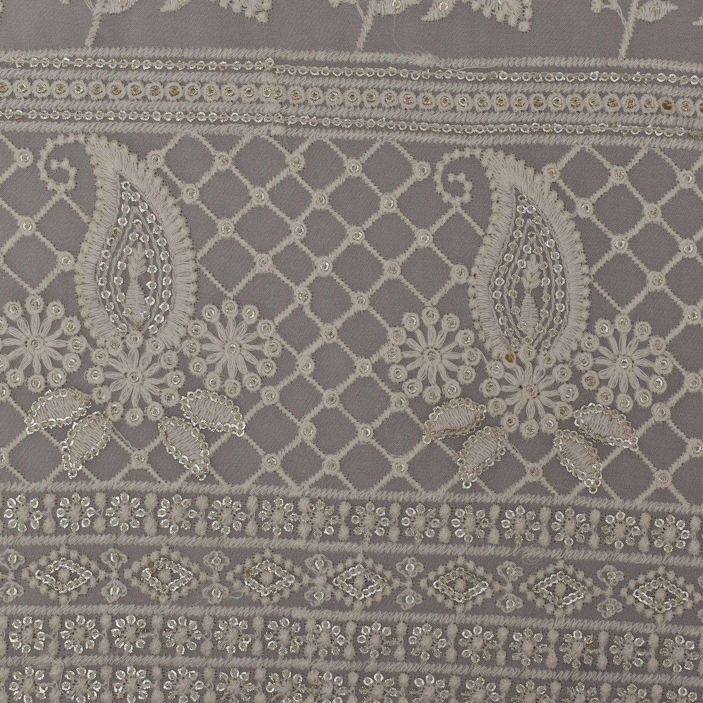 White Color Georgette Embroidery Fabric