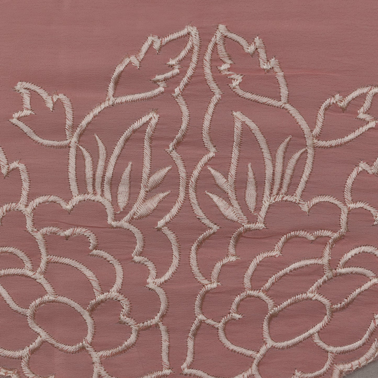 Pink Color Crepe Border Embroidery Fabric