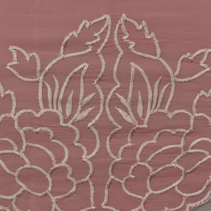 Pink Color Crepe Border Embroidery Fabric